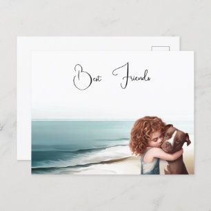 Staffordshire Pitbull & Girl Keepsake Postcard Art