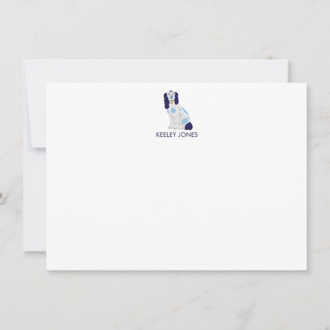 Staffordshire Spaniel Personalised Flat Note Card (Front)