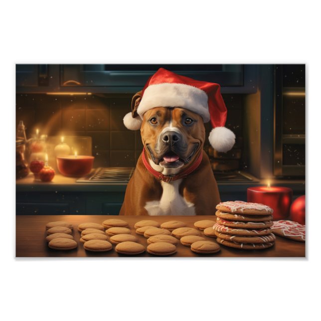Staffordshire Terrier Christmas Cookies Holiday Photo Print (Front)
