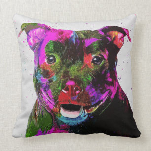 Staffordshire Terrier Colourful Pop Art Cushion
