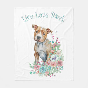 Staffordshire Terrier Dog Mum Floral Fleece Blanket