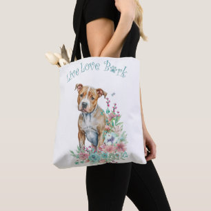 Staffordshire Terrier Dog Mum Floral Tote Bag