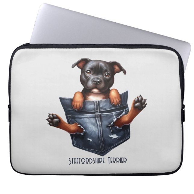 Staffordshire Terrier Pocket Dog Laptop Sleeve (Front)