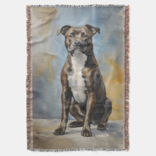 Staffordshire Terrier Portrait Throw Blanket