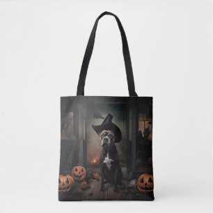 Staffordshire Terrier Pumpkins Halloween Scary Tote Bag