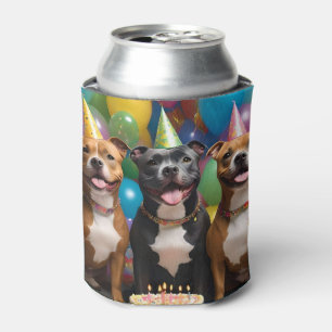 Staffy Celebration: A Birthday Party with Cake Can Cooler