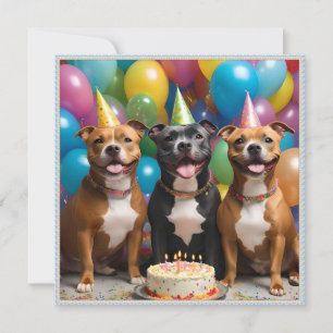 Staffy Celebration: A Birthday Party with Cake  Invitation