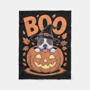 Staffy Costume Pumpkin Halloween Staffordshire Bul Fleece Blanket