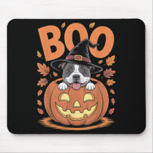 Staffy Costume Pumpkin Halloween Staffordshire Bul Mouse Pad