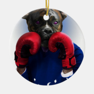 Staffy Dog Boxer Fun Animal Ceramic Tree Decoration