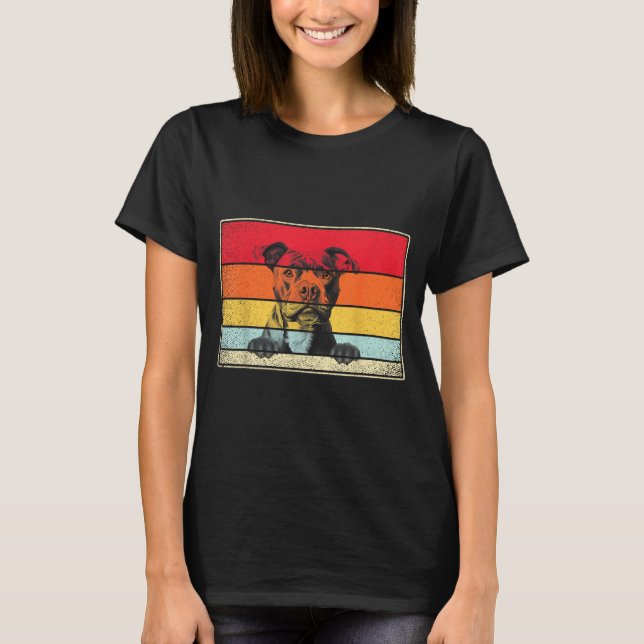 Staffy Dog Clic Retro Vintage Style  T-Shirt (Front)