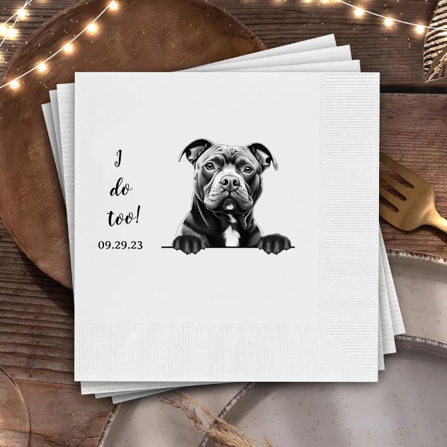 Staffy Dog Drawing Personalised I Do Too Napkin (Creator Uploaded)