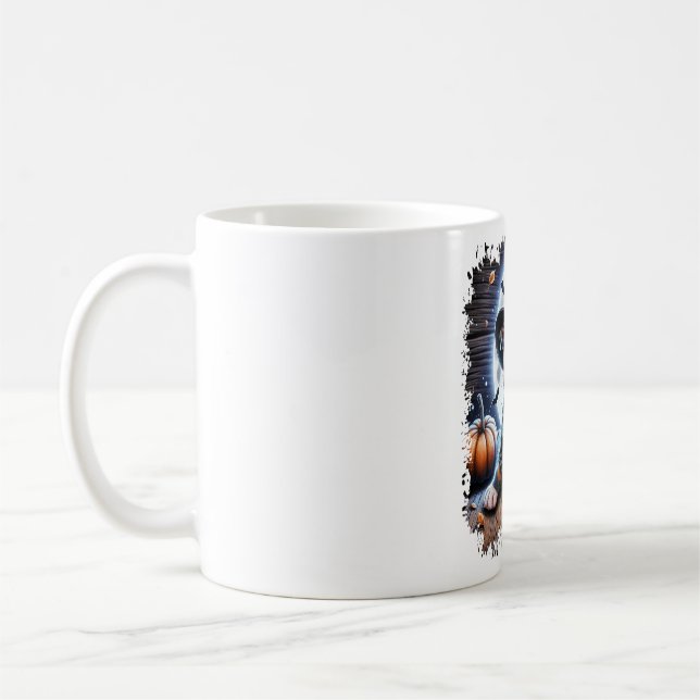 Staffy Dog Halloween Square Coffee Mug (Left)