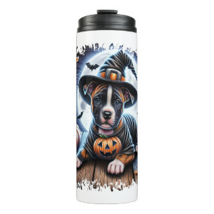Staffy Dog Halloween Square Thermal Tumbler