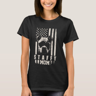 Staffy Dog Mum American Flag Gifts for Women Mama T-Shirt