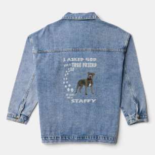 Staffy Dog Mum Stafford Dad Staffordshire Bull Ter Denim Jacket