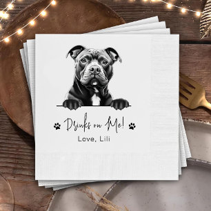 Staffy Dog Personalised Drawing Drinks On Me Napkin