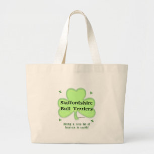 Staffy Heaven; Staffordshire St. Patrick's day Large Tote Bag