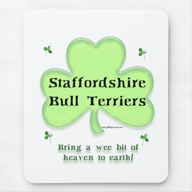 Staffy Heaven; Staffordshire St. Patrick's day Mouse Pad (Front)