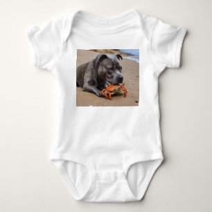 Staffy Is Friends With A Beach Crab, Baby Bodysuit