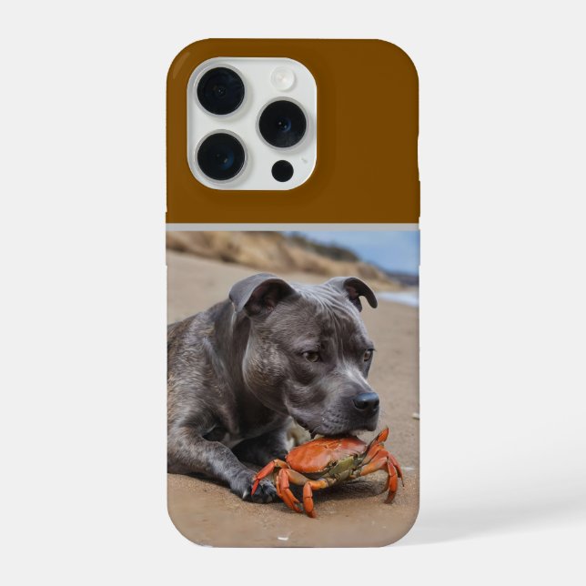 Staffy Is Friends With A Beach Crab,  iPhone Case (Back)