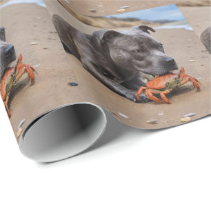 Staffy Is Friends With A Beach Crab, Wrapping Paper