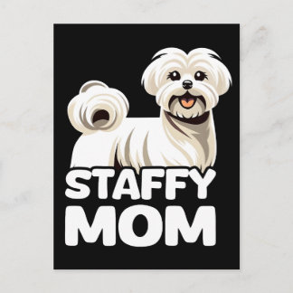 Staffy mom with maltese t shirt design vector  holiday postcard
