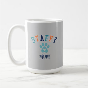 Staffy Mum Pawprint Heart Custom Text Retro Coffee Mug