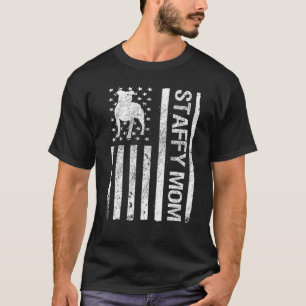 Staffy Mum USA Flag Pet Staffordshire Bull Terrier T-Shirt