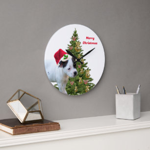 Staffy Puppy Christmas, Wall Clock