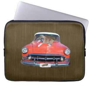 Staffy Puppy On A Car, Laptop Sleeve