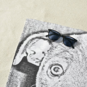 Staffy Puppy Pencil Graphic, Beach Towel