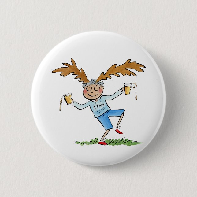 Stag 6 Cm Round Badge (Front)