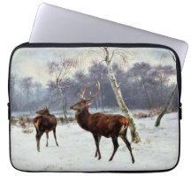 Stag and Doe in Snowy Landscape (by Rosa Bonheur)