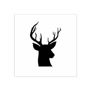 Stag Antler Rustic Country Drawing Rubber Stamp