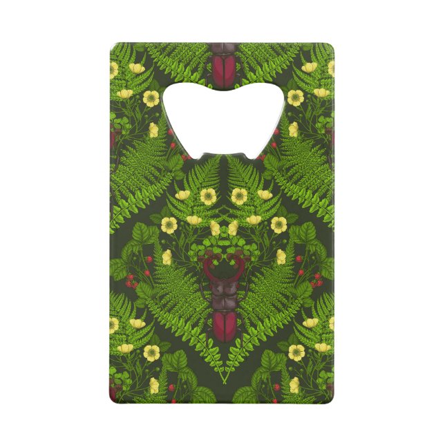 Stag beetle and ferns, green leaves (Front)