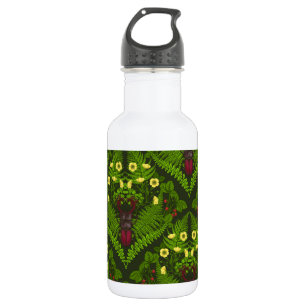 Stag beetle and ferns, green leaves 532 ml water bottle