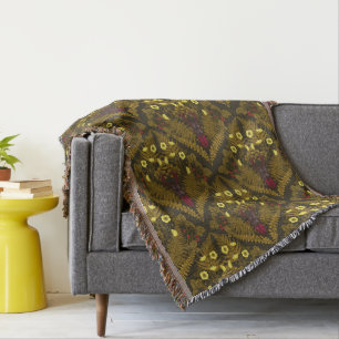 Stag beetle and ferns, green leaves throw blanket