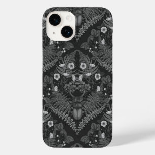 Stag beetle and ferns, in black and white Case-Mate iPhone 14 case