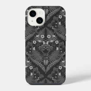 Stag beetle and ferns, in black and white iPhone 14 case