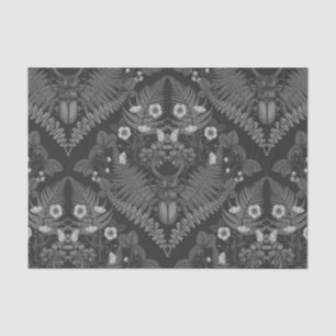 Stag beetle and ferns, in black and white tissue paper