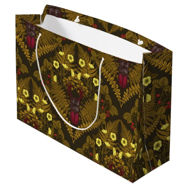 Stag beetle and ferns large gift bag (Back Angled)