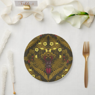 Stag beetle and ferns paper plate