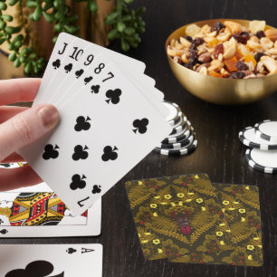 Stag beetle and ferns playing cards