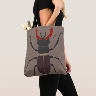 Stag Beetle Bold Minimalist Insect Tote Bag