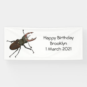 Stag beetle cartoon illustration banner