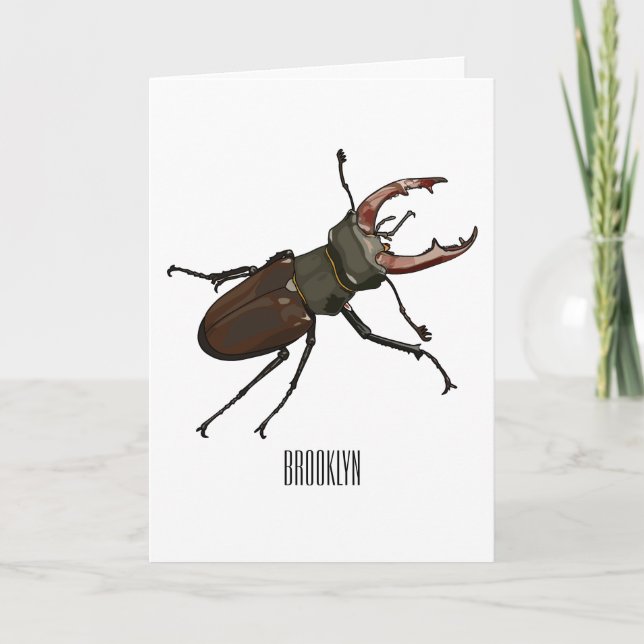 Stag beetle cartoon illustration card (Front)
