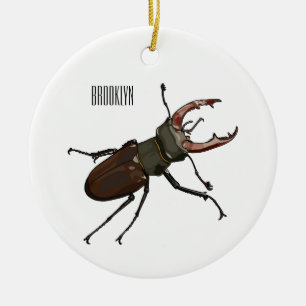 Stag beetle cartoon illustration ceramic ornament