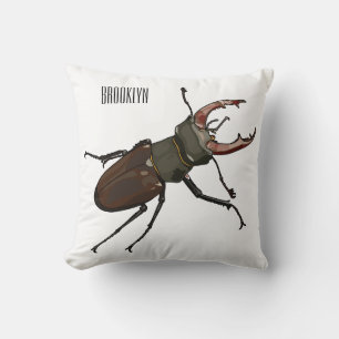 Stag beetle cartoon illustration cushion