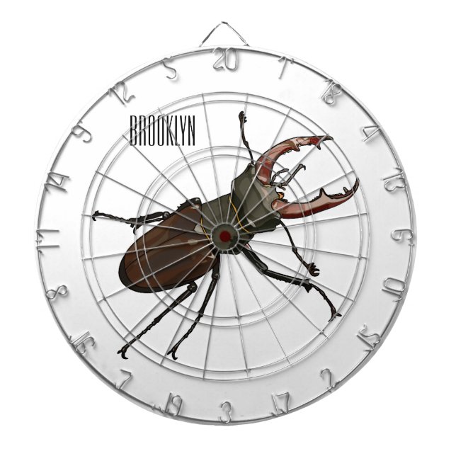 Stag beetle cartoon illustration dartboard (Front)